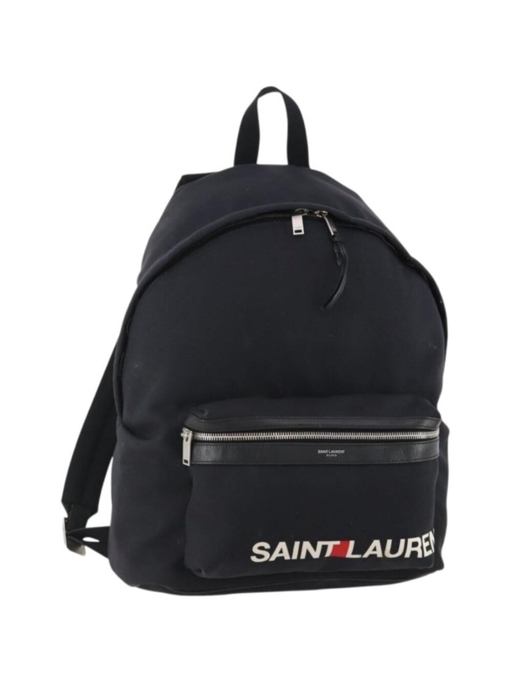 SAINT LAURENT Backpack Canvas Black Silver